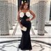 "Haute Couture Floral Beaded Strapless Gown – Elegant Black Evening Dress With Detachable Train_ecoleips.com