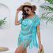 2025 New Hand-Crocheted Hollow Bikini Cover-Up European And American Women's Sexy Beach Fringe Dress_ecoleips.com