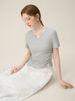 FSLE Straight Shoulder Knitted Short-Sleeved T-Shirt For Women 2024 Summer New Design Hot Girl Drawstring Top 24FS12230_ecoleips.com