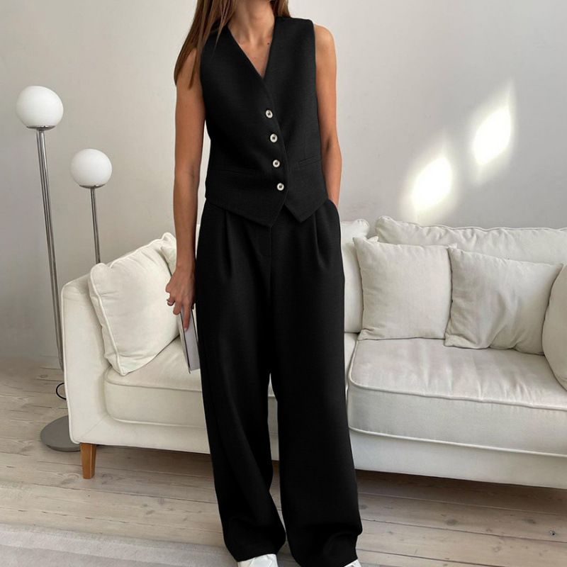 Summer Women's Wear, Vest, Suit And Trousers Set, Fashionable Commuter Women's Wear, Simple And Elegant_ecoleips.com