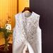 Women's Clothing High End Fashion Jacquard Lace Design Vest High Waist_ecoleips.com