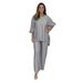 Women's Clothing Hot Selling Satin High Waist Tops And Trousers Sets Plus Size Women's Clothing Summer_ecoleips.com
