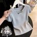 Women's French Style Minimalist V Neck Short Sleeve T-Shirt Knitwear Slim Fit Flattering Top Spring/Summer New Design_ecoleips.com