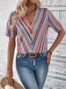 Women's Clothing Summer V Neck Women's Top Ethnic Stripe Print Short Sleeved Best Selling For Formal & Casual For Women_ecoleips.com