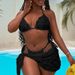 Women's Pink Floral Bikini Set Triangle Swimwear Strap Cross Style Bag Three Piece_ecoleips.com