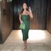 Elegant Lace Slit Midi Dress With Backless Design - High Waist Bodycon Dress For Women, Stretchy Lace Fabric, Xs/S/M/L_ecoleips.com
