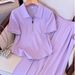 Summer Women's Casual Fashion Style Plus Size Short Sleeve Two Piece Set Slimming Youthful Pants Ensemble_ecoleips.com