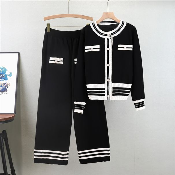 Women's Clothing Autumn And Winter Celebrity Women's Sweater Wide Leg Pants Fashionable And Casual Two Piece Suit_ecoleips.com