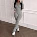 Women's Clothing Casual Simple Slim Fit Solid Color Zipper Jacket With Pants Two Piece Set_ecoleips.com