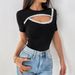 European And American Cross-border 2026 Summer New Solid Color Decorative Appliqué Round Neck Short-sleeve_ecoleips.com