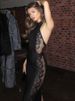 Mozision Lace Print Backless Sexy Maxi Dress Women Elegant Patchwork Halter Off-shoulder Sleeveless Bodycon Club Party Dress_ecoleips.com