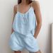 Summer New European And American Double Layer Gauze Pure Cotton Camisole Shorts Comfortable Pajama Set Cross-Border_ecoleips.com