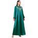 Elegant Green Embroidered Robe Hand Beaded Ethnic Style Tassel Gown Fashion Muslim Dress Women's Clothing Cross Border_ecoleips.com