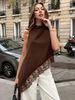 Women's Sleeveless Lace Trim Slim Fit Camisole Top Elegant Sexy Blouse for Summer_ecoleips.com