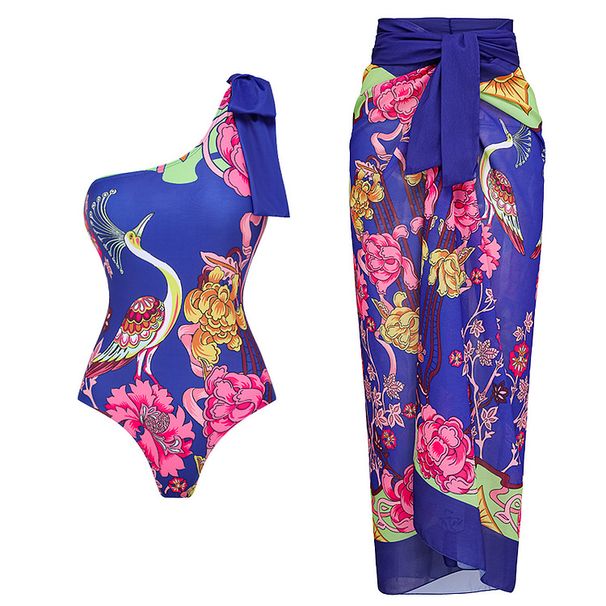 Women's Fashion Printed Swimsuit European American Style One-Piece Two-Piece Design Sexy Vacation Style_ecoleips.com