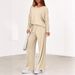 Women's Clothing Casual Two-Piece Set Long Sleeve Top & Wide Leg Pants Comfortable Loose Fit Outfit_ecoleips.com
