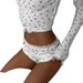 Floral Print Suit Low Cut round Neck Long Sleeved Top And Shorts Set European And American Style Home Clothes for Women_ecoleips.com