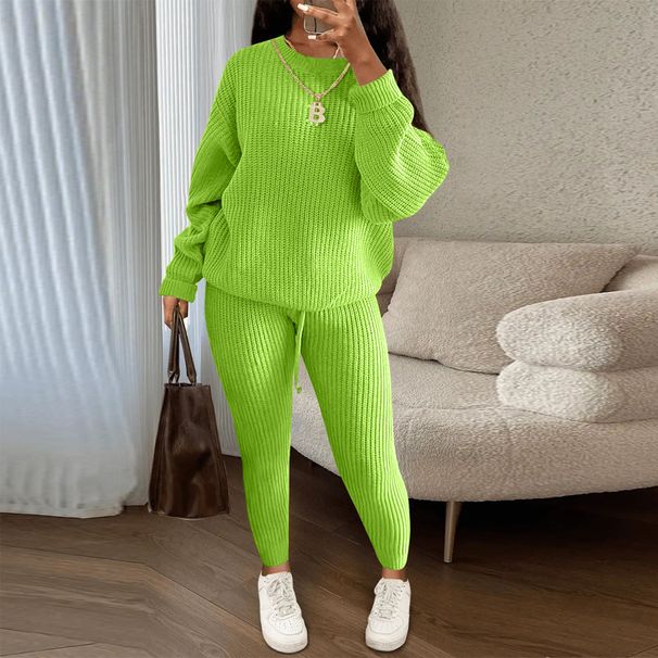 Women's Clothing Fashion Casual Knitted Suit Pants Suit Wool Suit_ecoleips.com