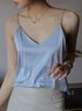 Women Halter V Neck Basic White Cami Spaghetti Strap Top Sleeveless Satin Silk 2026 Tank Tops Women'S Summer Camisole_ecoleips.com