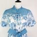 Elegant French Style Women's Dress Stand up Collar Puff Sleeves Retro Print Single Breasted Fitted Waist Tie Detail_ecoleips.com