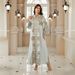 NT02 Plus Size Evening Dress Ethnic Style Jacquard Mesh Print Simple Women's Muslim Fashion_ecoleips.com