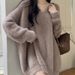 Women's V-Neck Pullover Sweater Imitation Mink Soft Waxy Loose Slim Fit Mid-Length For Autumn Winter_ecoleips.com