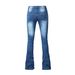 Women's Clothing Tight Elastic Tassel Flared Pants Trousers Solid Color Jeans_ecoleips.com