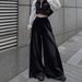 New American-style High-waisted Denim Pants For Women, Designed To Be Slimming Versatile, With Wide Legs And_ecoleips.com