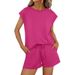Women's Spring Summer Crew Neck Loose Short Sleeve Two Piece Set Fashionable Casual Outfit_ecoleips.com
