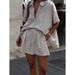 Women's Clothing Striped Shirt Shorts Suit Fashionable Comfortable Casual Loose Retro And Versatile_ecoleips.com