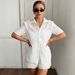 Women's Summer Beach Two Piece Set Openwork Sun Protection Cardigan Top With Short Sleeves And Matching Shorts_ecoleips.com
