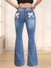 Women's Clothing INS Fashion Trend Personality Bow Print Jeans_ecoleips.com