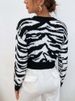 Leopard Print Women's Short Sweater O-Neck Knitted Pullover Tops Elegant Autumn Winter Fashion Knitwear Jumper_ecoleips.com