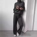 Large Size Women's Autumn And Winter Turtleneck Solid Color Patchwork Knitting Two-Piece Pants Top_ecoleips.com