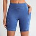 High-Waisted Denim Shorts For Women - Stretchy Comfort, Slimming Fit, Classic Blue Wash Versatile Blue Wash_ecoleips.com