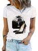 European And American Cross-border Foreign Trade Women's Clothing, High-heeled Shoe Pattern Printed Round-neck_ecoleips.com