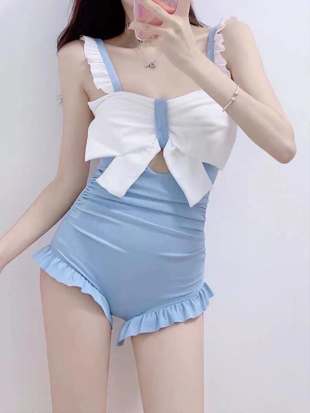Sophie One Piece Swimsuit for Women Japanese Style High Waist Conceals Tummy Cute Sexy Instagram Style Hot Spring Resort Fresh Alluring_ecoleips.com