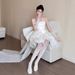 French-style Light Wedding Dress For Petite Women, Elegant Strapless Robe, Sweet White Banquet Reception Dress, Puffy_ecoleips.com
