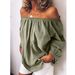 2026 Fall/Winter European And American Cross-Border Off-Shoulder Elastic Ruched Cotton Linen Solid Color_ecoleips.com