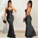 Women's Clothing Solid color sexy halter wrap breast halter strap sheath long dress_ecoleips.com