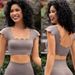 Women's Short Sleeve Sports Fitness Top European American Style Push up Lace Yoga Vest Two Piece Set Nude Feel_ecoleips.com