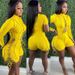 Women's Clothing Sexy Patchwork Jumpsuit Solid Color Long Sleeved Tie-Up Casual Polyester Fashion Romper_ecoleips.com
