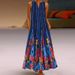 Women's Vintage Floral Print V Neck Sleeveless High Waist Flowy Maxi Dress With Pockets – Elegant Casual Gown_ecoleips.com