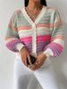 Women's Clothing Rainbow Striped Lantern Sleeves_ecoleips.com