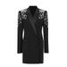 Women's Clothing Heavy Duty Suit Jacket Spring Rhinestone Stitching Design Loose Fitting Long Sleeved Small Suit_ecoleips.com