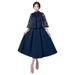 Verve Evening For Women 2025 New Navy Blue Casual Wear Long Elegant Party Dress_ecoleips.com