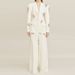 Women's clothing fashion new heavy beaded diamond one-button suit jacket wide-leg pants suit two pieces_ecoleips.com