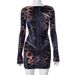 F24DS269 Women's Slim Fit Long Sleeve Dress Fashionable Sexy round Neck Printed European American Style Cross Border Clothing_ecoleips.com