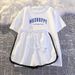 Women's Korean Style Milk Silk Lounge Set - Drawstring Short Sleeve Top & Loose Shorts 2-Piece Outfit (Casual, Sporty, Coords)_ecoleips.com