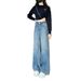 Spring Summer New Wide-Leg Jeans Blue Design High Waist Scimitar Loose Slimming Floor-Length Pants For Women_ecoleips.com